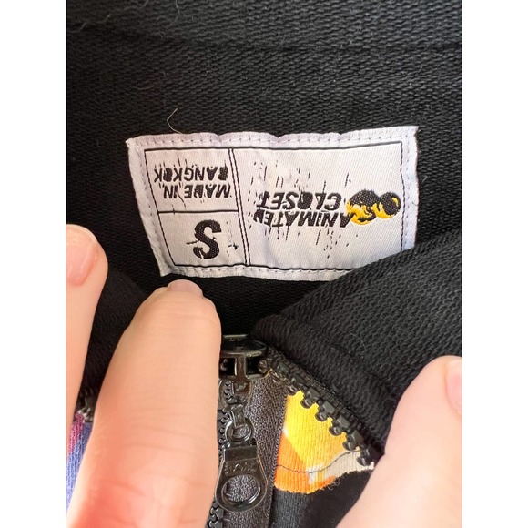 ANIMATED CLOSET Women's Black Multi Patch Work Full Zip Up Track Jacket size S - Picture 4 of 6